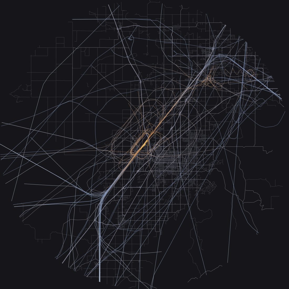 Every aircraft below 15,000 feet within 28 km of Idaho Falls Regional Airport on Monday, March 16, 2026, over the street map