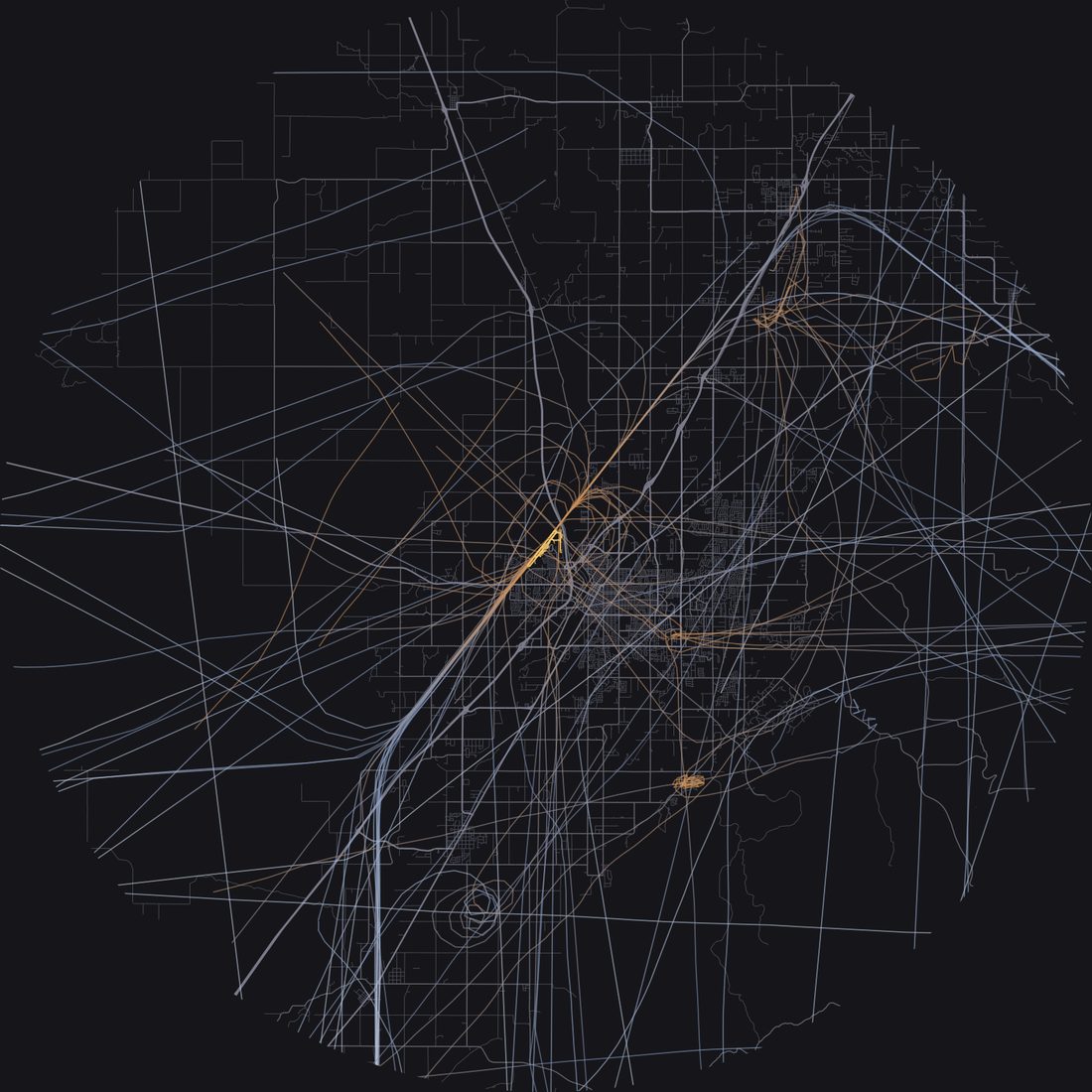 Every aircraft below 15,000 feet within 28 km of Idaho Falls Regional Airport on Friday, March 20, 2026, over the street map