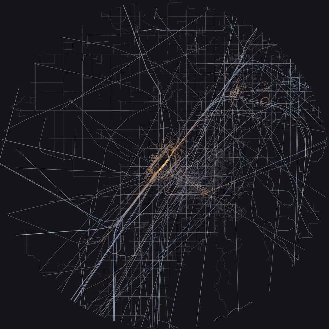 Every aircraft below 15,000 feet within 28 km of Idaho Falls Regional Airport on Monday, March 23, 2026, over the street map