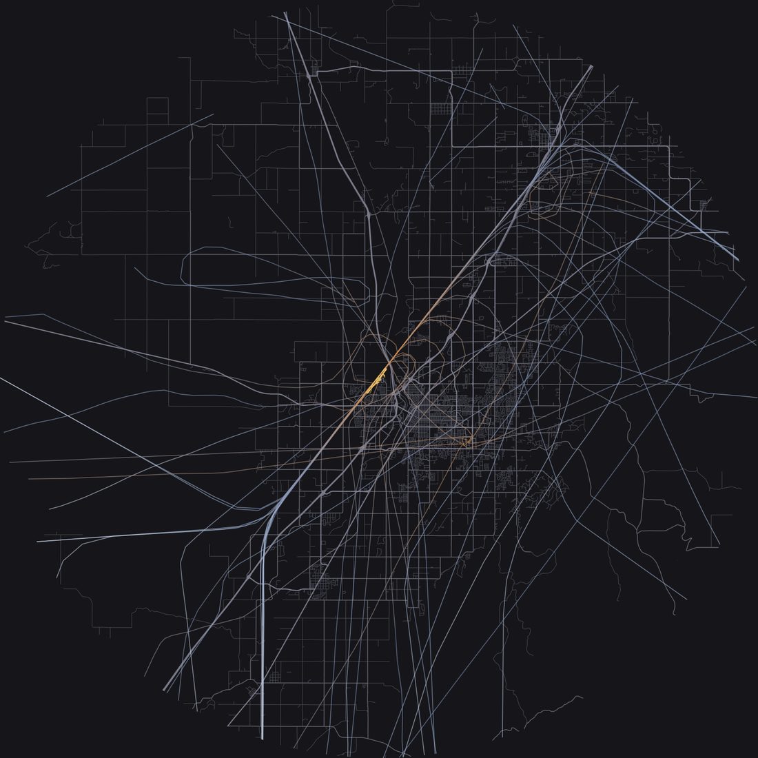 Every aircraft below 15,000 feet within 28 km of Idaho Falls Regional Airport on Wednesday, March 25, 2026, over the street map