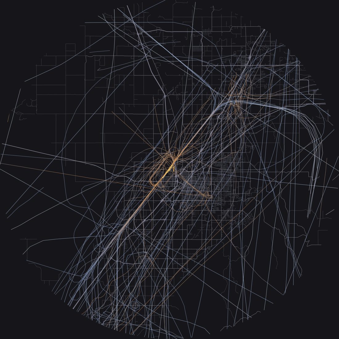 Every aircraft below 15,000 feet within 28 km of Idaho Falls Regional Airport on Friday, March 27, 2026, over the street map