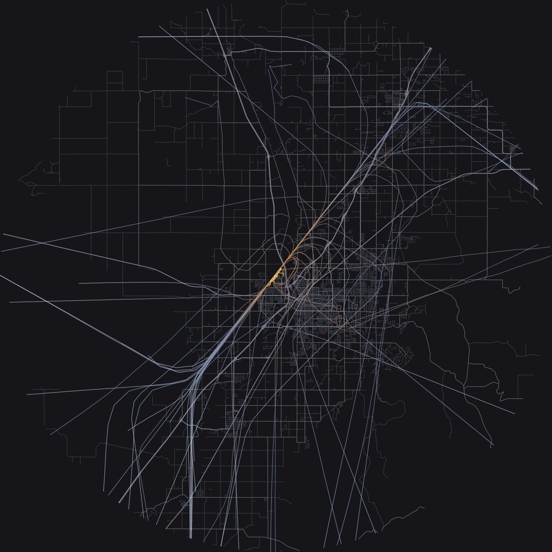 Every aircraft below 15,000 feet within 28 km of Idaho Falls Regional Airport on Monday, March 30, 2026, over the street map