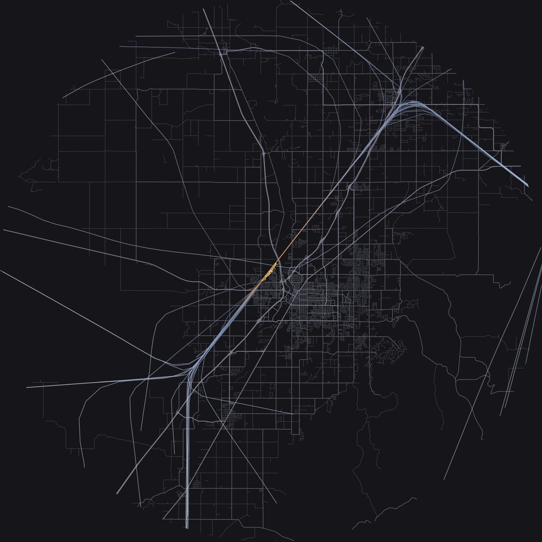 Every aircraft below 15,000 feet within 28 km of Idaho Falls Regional Airport on Thursday, April 2, 2026, over the street map