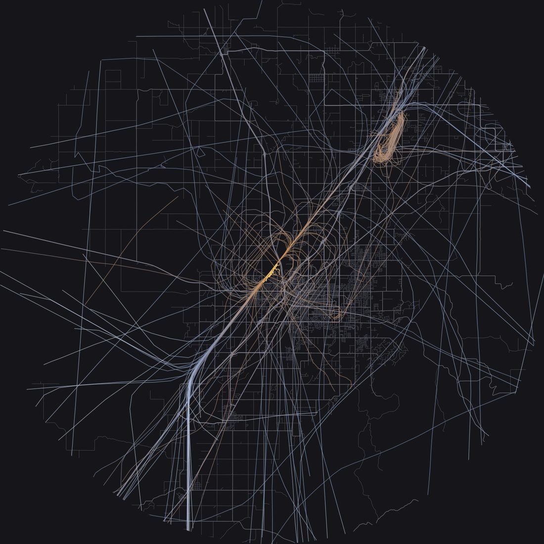 Every aircraft below 15,000 feet within 28 km of Idaho Falls Regional Airport on Wednesday, April 8, 2026, over the street map