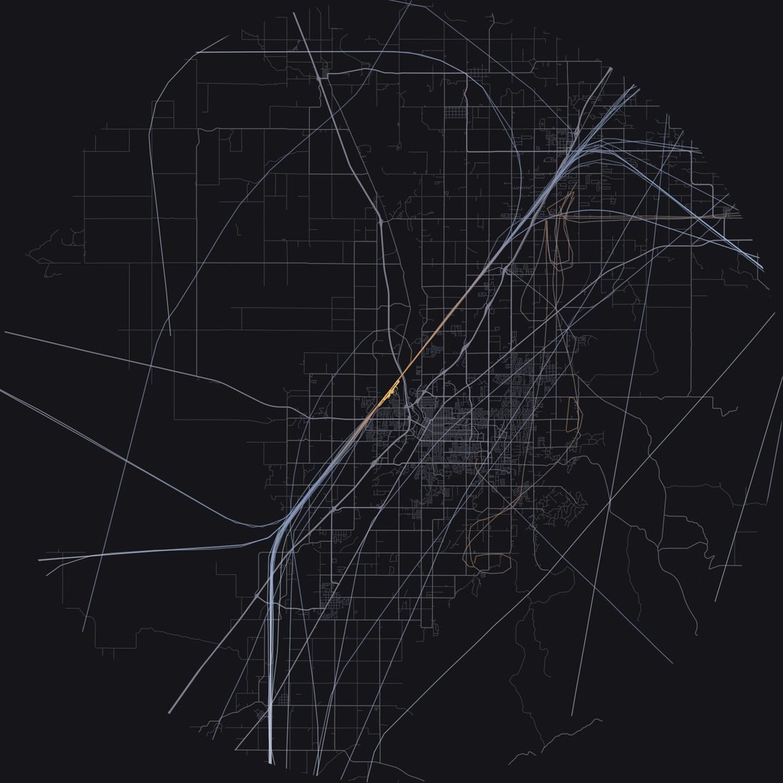 Every aircraft below 15,000 feet within 28 km of Idaho Falls Regional Airport on Saturday, April 11, 2026, over the street map