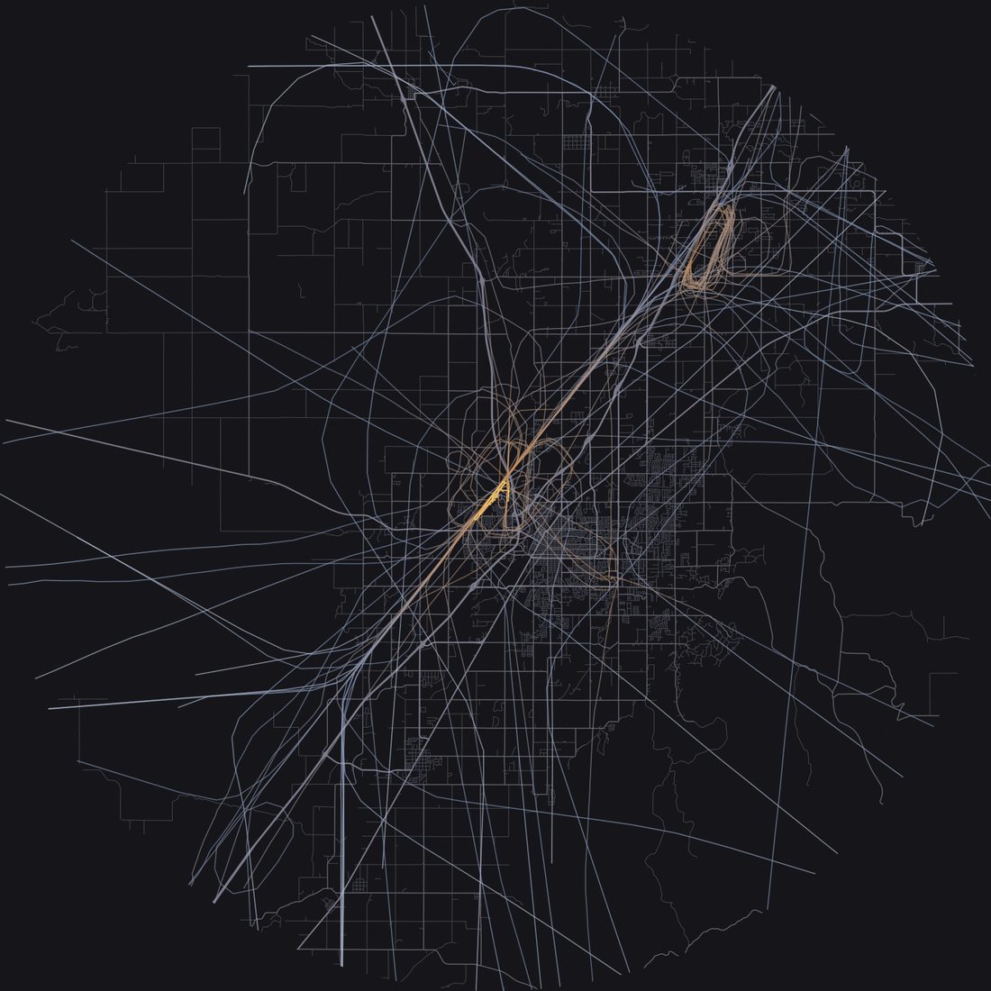 Every aircraft below 15,000 feet within 28 km of Idaho Falls Regional Airport on Tuesday, April 21, 2026, over the street map