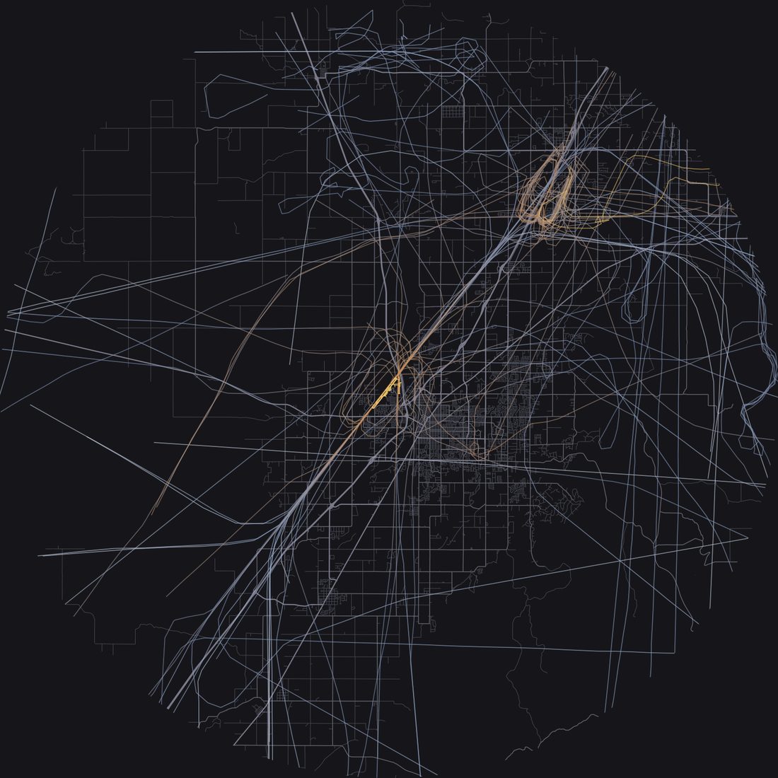Every aircraft below 15,000 feet within 28 km of Idaho Falls Regional Airport on Saturday, April 25, 2026, over the street map