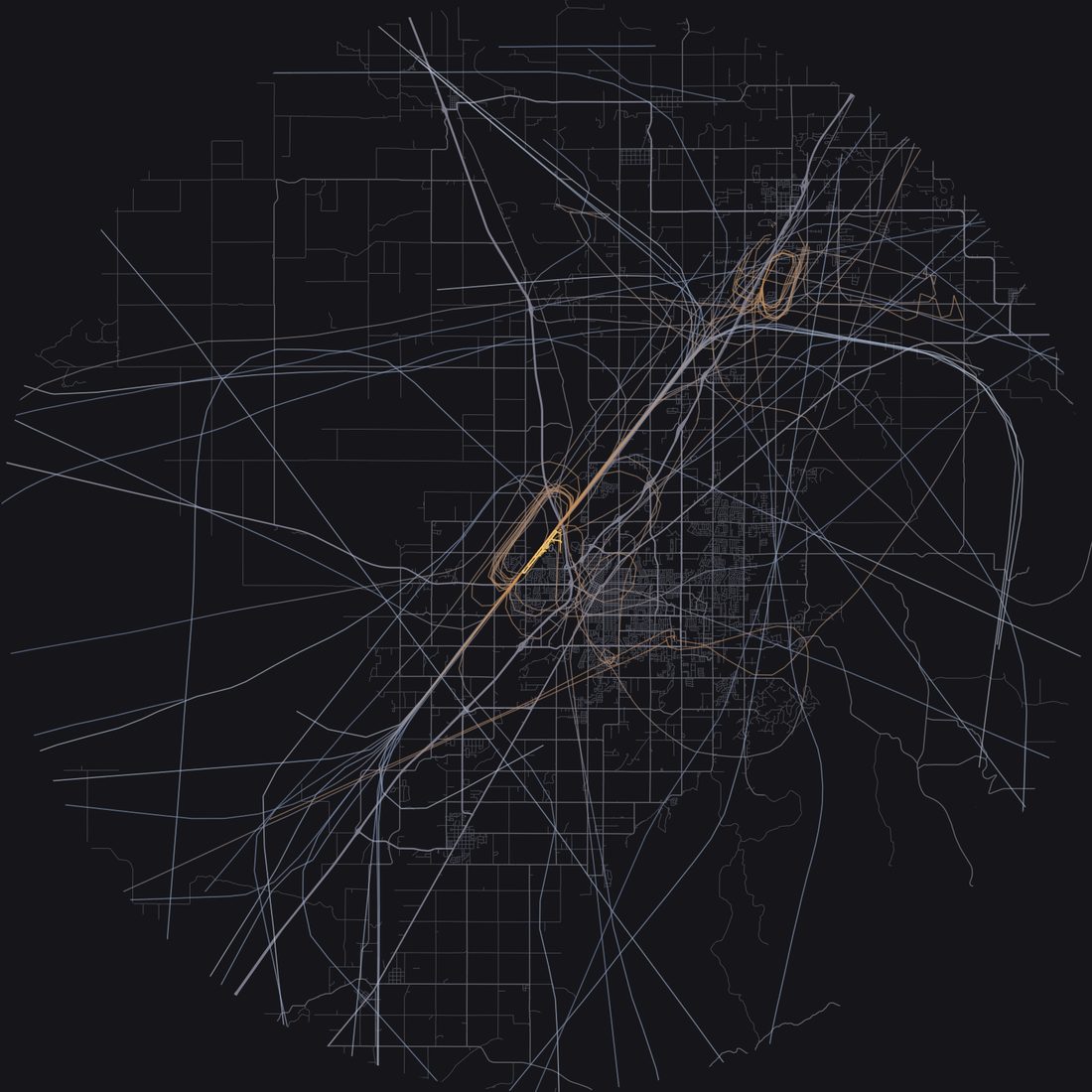 Every aircraft below 15,000 feet within 28 km of Idaho Falls Regional Airport on Wednesday, April 29, 2026, over the street map