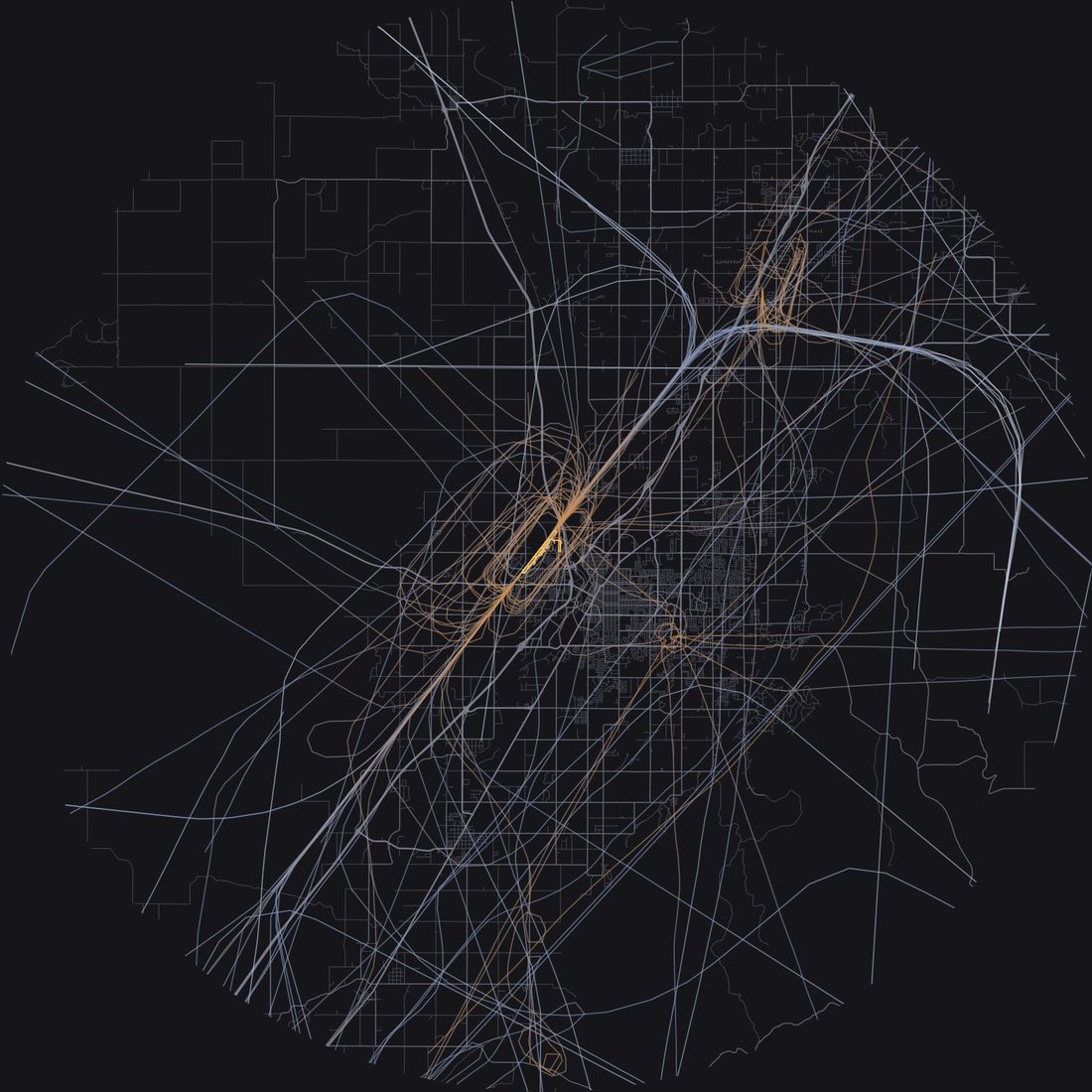 Every aircraft below 15,000 feet within 28 km of Idaho Falls Regional Airport on Friday, May 1, 2026, over the street map