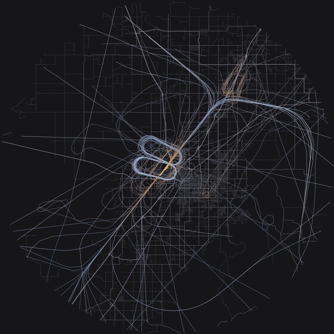Every aircraft below 15,000 feet within 28 km of Idaho Falls Regional Airport on Monday, May 4, 2026, over the street map