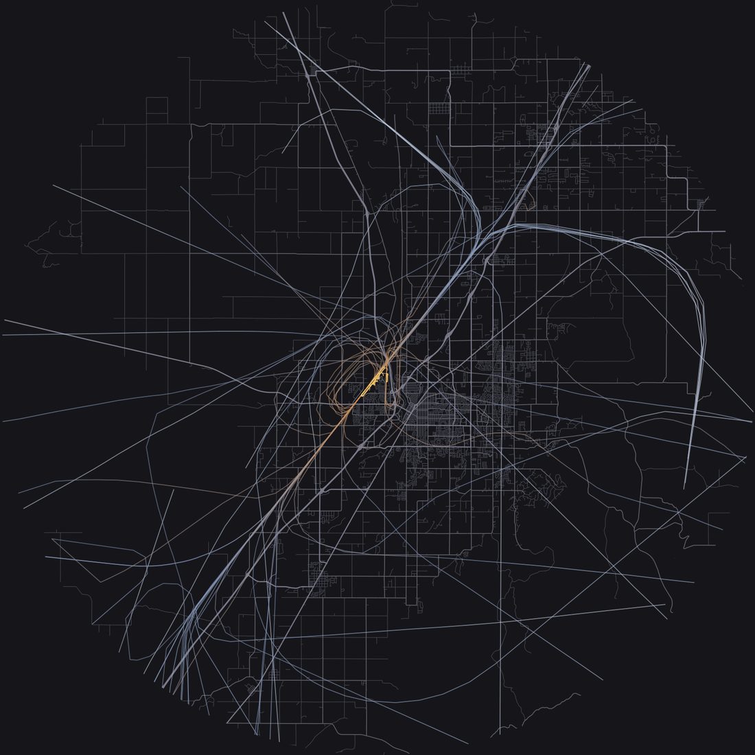 Every aircraft below 15,000 feet within 28 km of Idaho Falls Regional Airport on Tuesday, May 5, 2026, over the street map