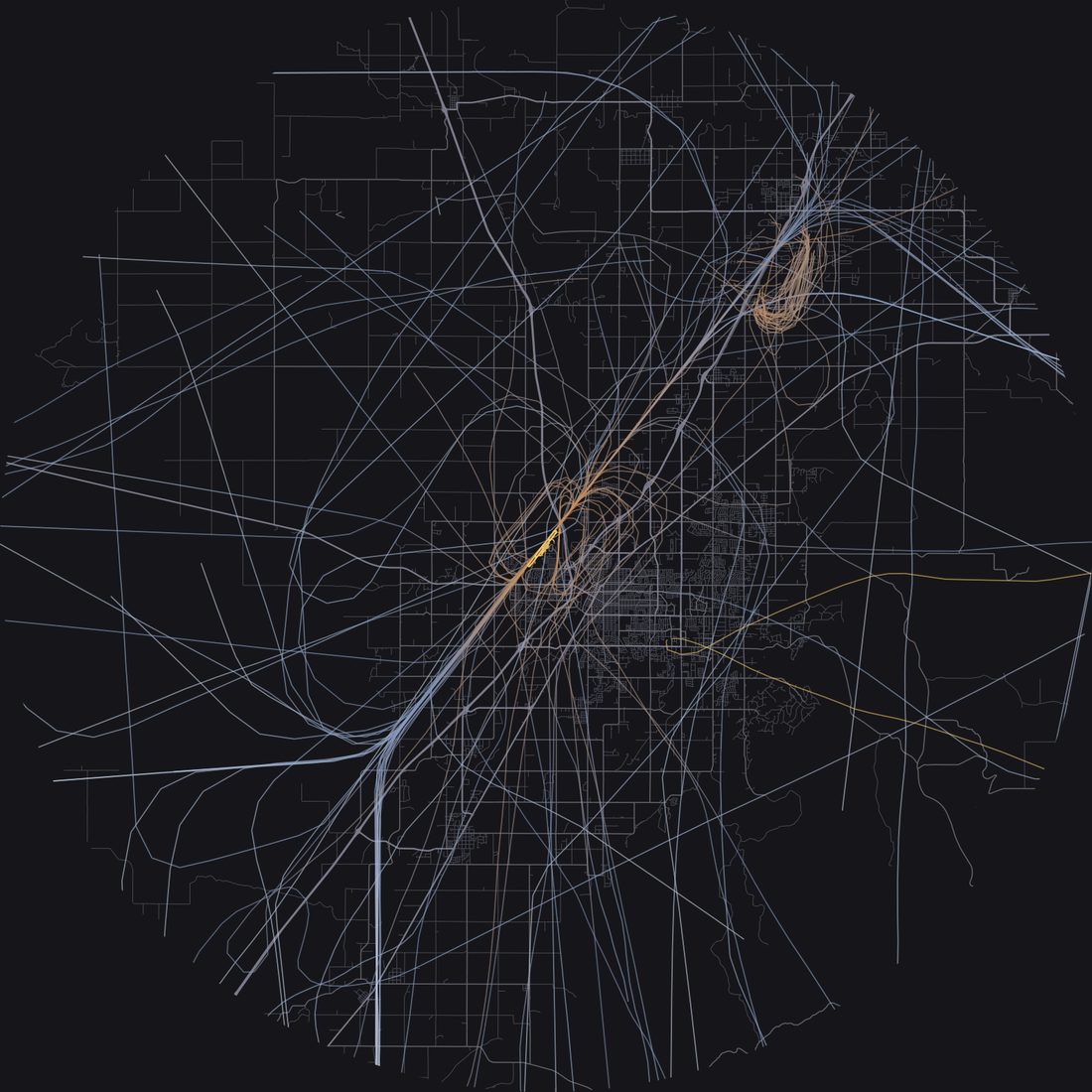 Every aircraft below 15,000 feet within 28 km of Idaho Falls Regional Airport on Thursday, May 7, 2026, over the street map