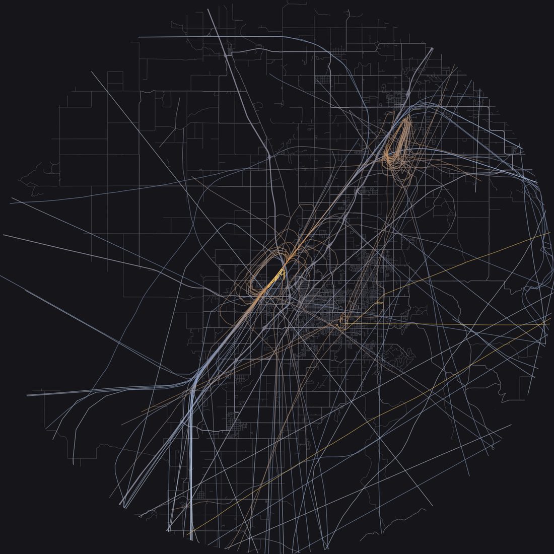 Every aircraft below 15,000 feet within 28 km of Idaho Falls Regional Airport on Friday, May 8, 2026, over the street map