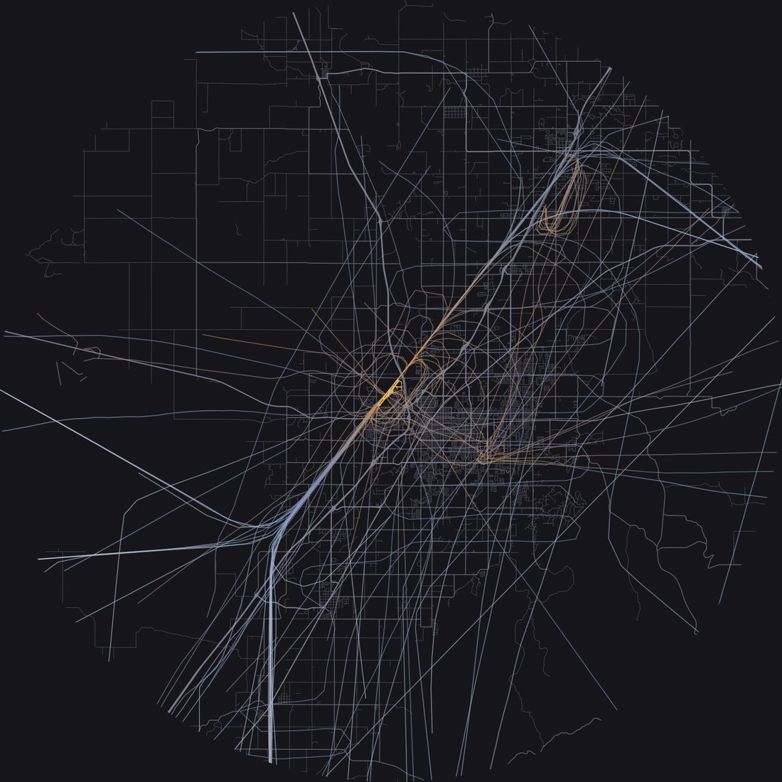 Every aircraft below 15,000 feet within 28 km of Idaho Falls Regional Airport on Friday, May 15, 2026, over the street map