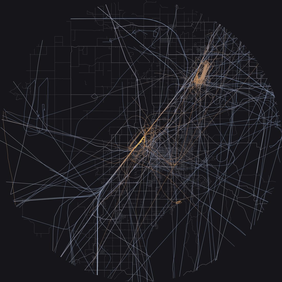 Every aircraft below 15,000 feet within 28 km of Idaho Falls Regional Airport on Tuesday, May 19, 2026, over the street map