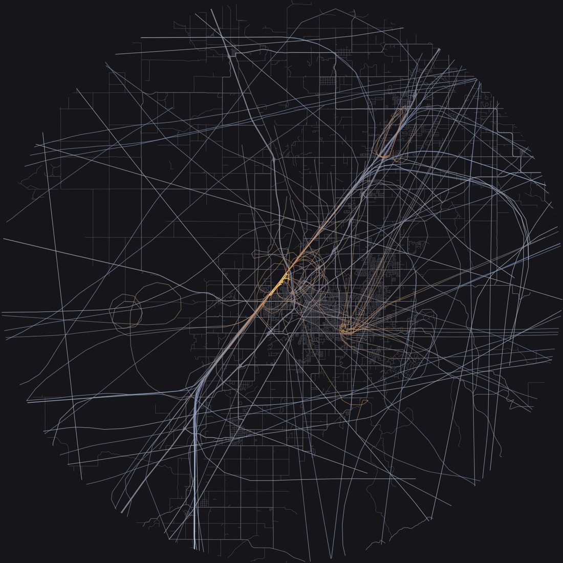 Every aircraft below 15,000 feet within 28 km of Idaho Falls Regional Airport on Sunday, May 24, 2026, over the street map