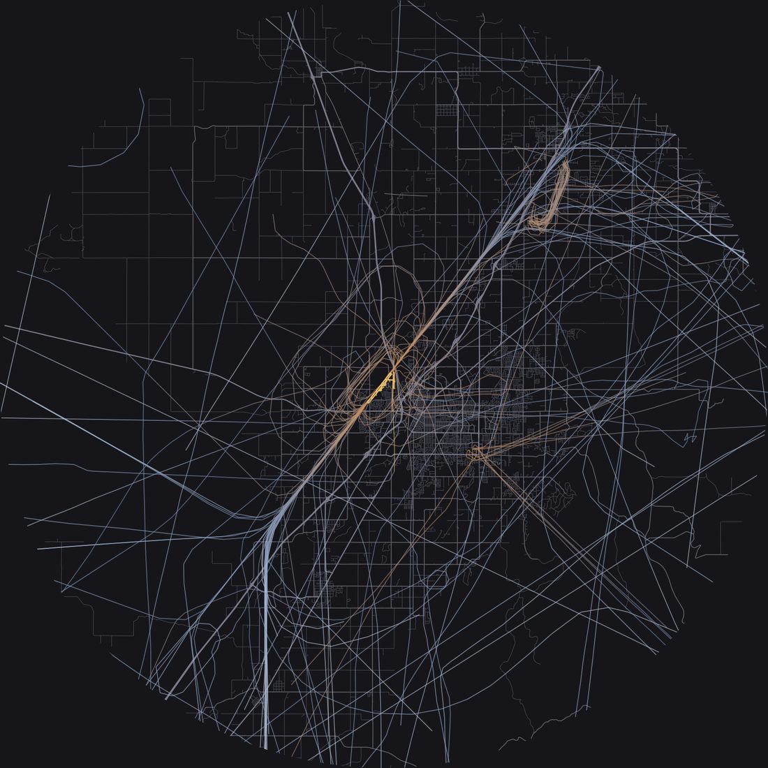 Every aircraft below 15,000 feet within 28 km of Idaho Falls Regional Airport on Thursday, May 28, 2026, over the street map