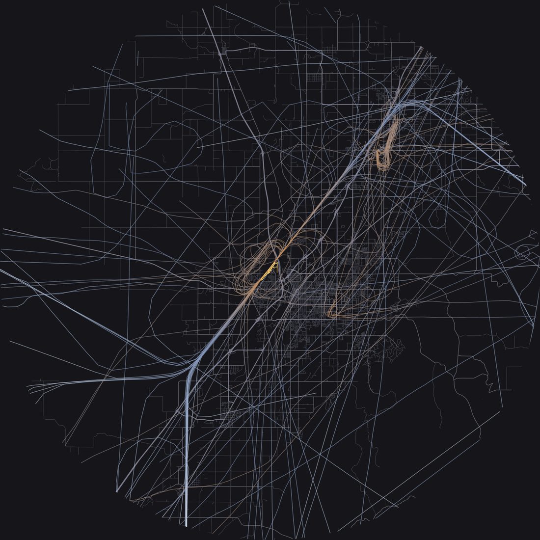 Every aircraft below 15,000 feet within 28 km of Idaho Falls Regional Airport on Friday, May 29, 2026, over the street map