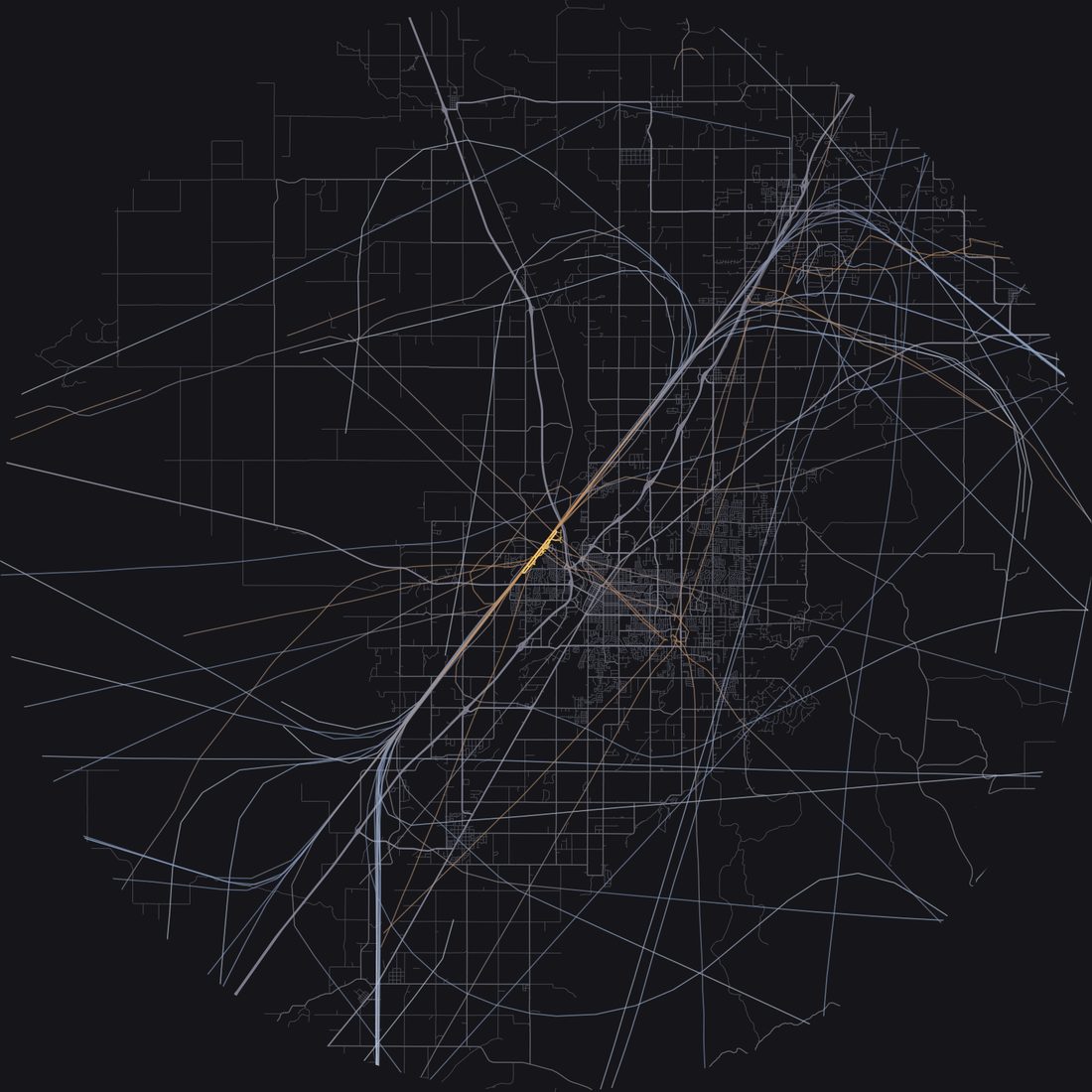 Every aircraft below 15,000 feet within 28 km of Idaho Falls Regional Airport on Sunday, May 31, 2026, over the street map