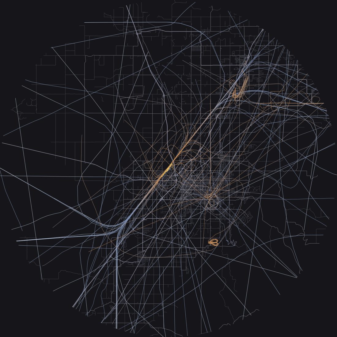 Every aircraft below 15,000 feet within 28 km of Idaho Falls Regional Airport on Tuesday, June 2, 2026, over the street map