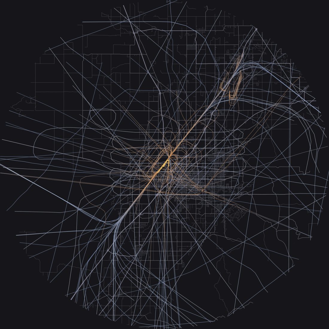 Every aircraft below 15,000 feet within 28 km of Idaho Falls Regional Airport on Wednesday, June 3, 2026, over the street map