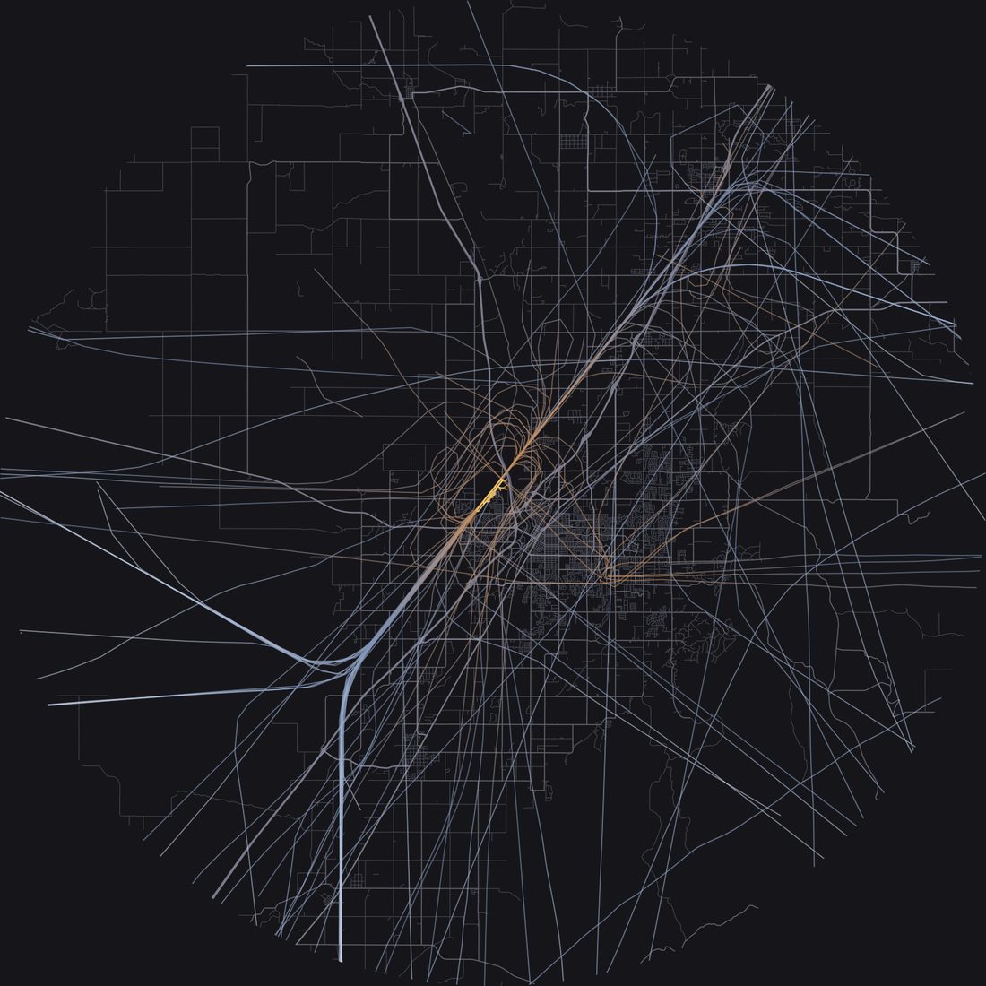 Every aircraft below 15,000 feet within 28 km of Idaho Falls Regional Airport on Thursday, June 4, 2026, over the street map