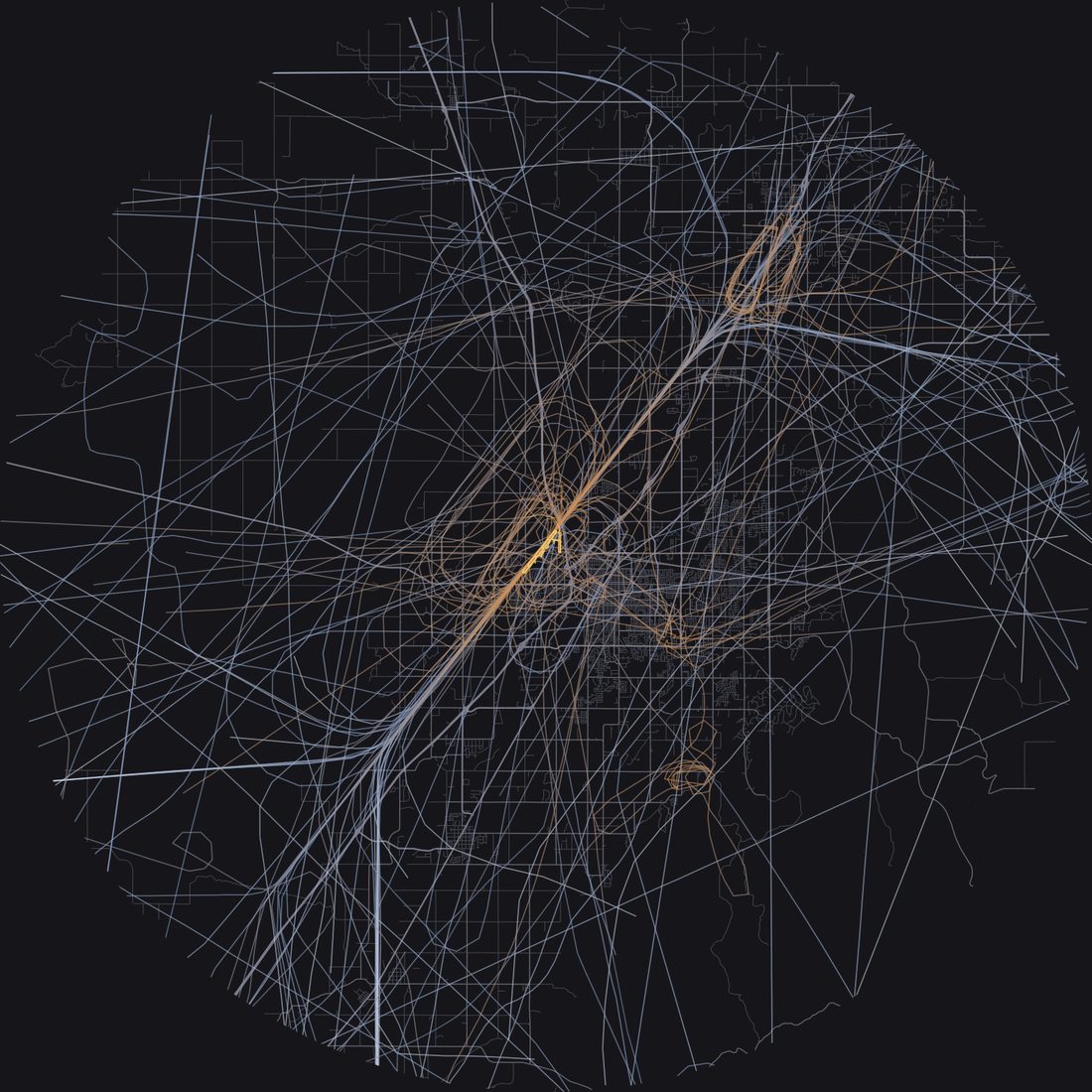 Every aircraft below 15,000 feet within 28 km of Idaho Falls Regional Airport on Thursday, June 11, 2026, over the street map