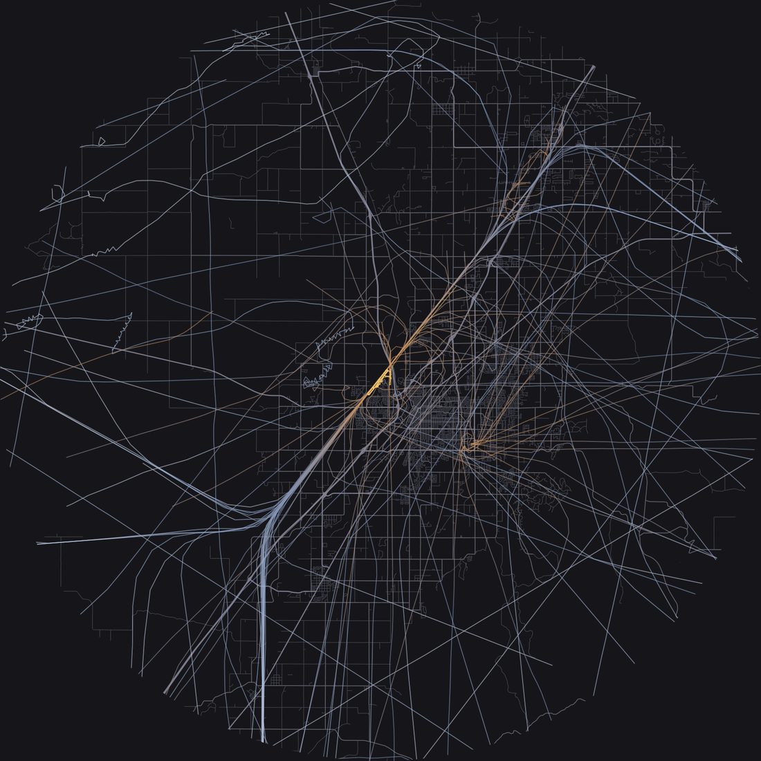 Every aircraft below 15,000 feet within 28 km of Idaho Falls Regional Airport on Thursday, June 25, 2026, over the street map
