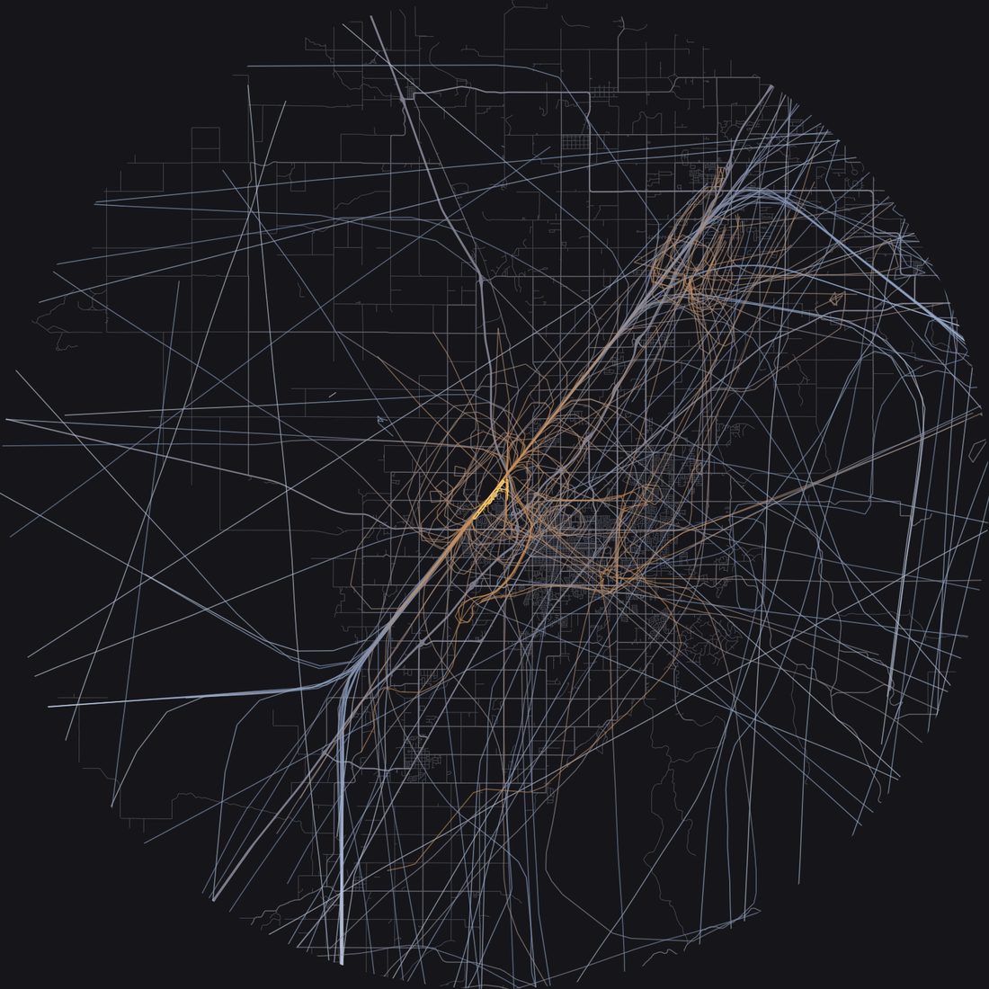 Every aircraft below 15,000 feet within 28 km of Idaho Falls Regional Airport on Friday, July 3, 2026, over the street map