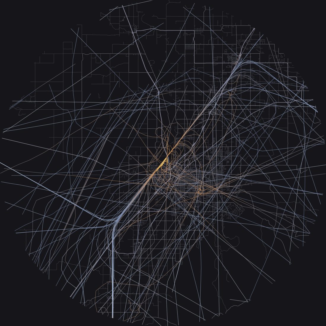 Every aircraft below 15,000 feet within 28 km of Idaho Falls Regional Airport on Monday, July 6, 2026, over the street map