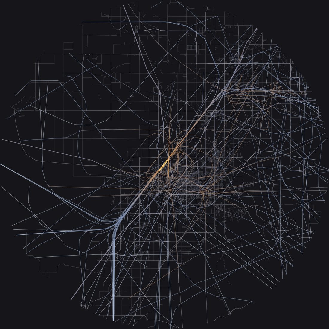 Every aircraft below 15,000 feet within 28 km of Idaho Falls Regional Airport on Tuesday, July 7, 2026, over the street map