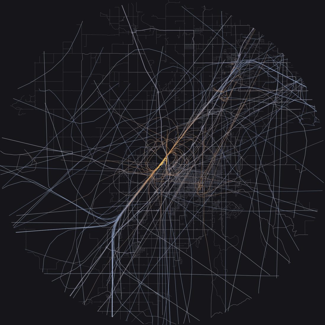 Every aircraft below 15,000 feet within 28 km of Idaho Falls Regional Airport on Wednesday, July 8, 2026, over the street map
