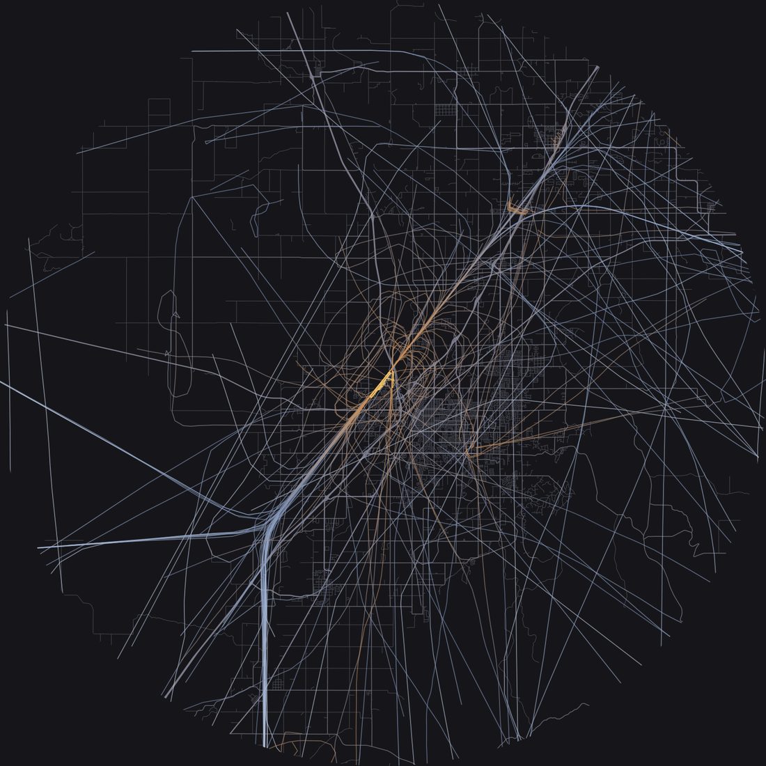 Every aircraft below 15,000 feet within 28 km of Idaho Falls Regional Airport on Friday, July 10, 2026, over the street map