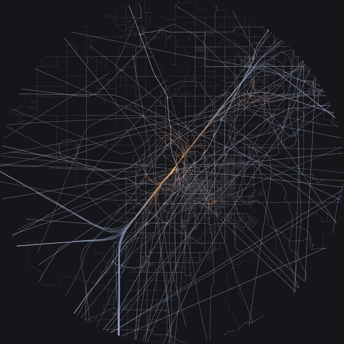 Every aircraft below 15,000 feet within 28 km of Idaho Falls Regional Airport on Monday, July 13, 2026, over the street map
