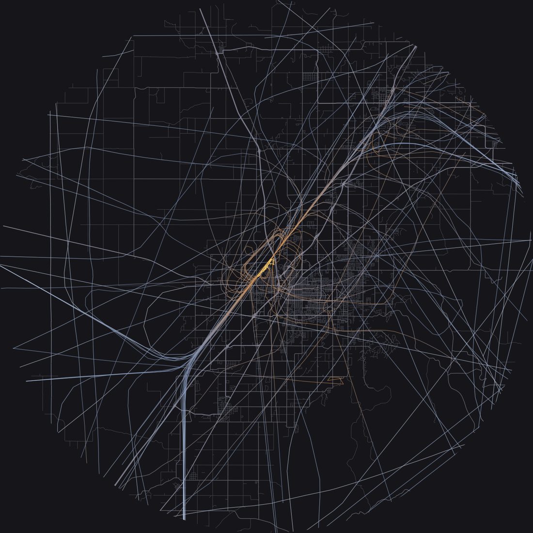Every aircraft below 15,000 feet within 28 km of Idaho Falls Regional Airport on Tuesday, July 14, 2026, over the street map