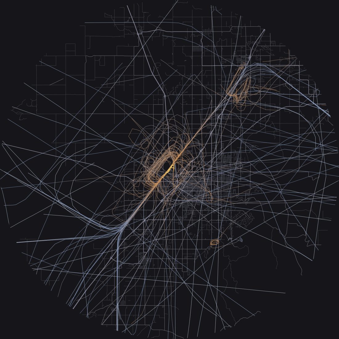Every aircraft below 15,000 feet within 28 km of Idaho Falls Regional Airport on Wednesday, July 15, 2026, over the street map