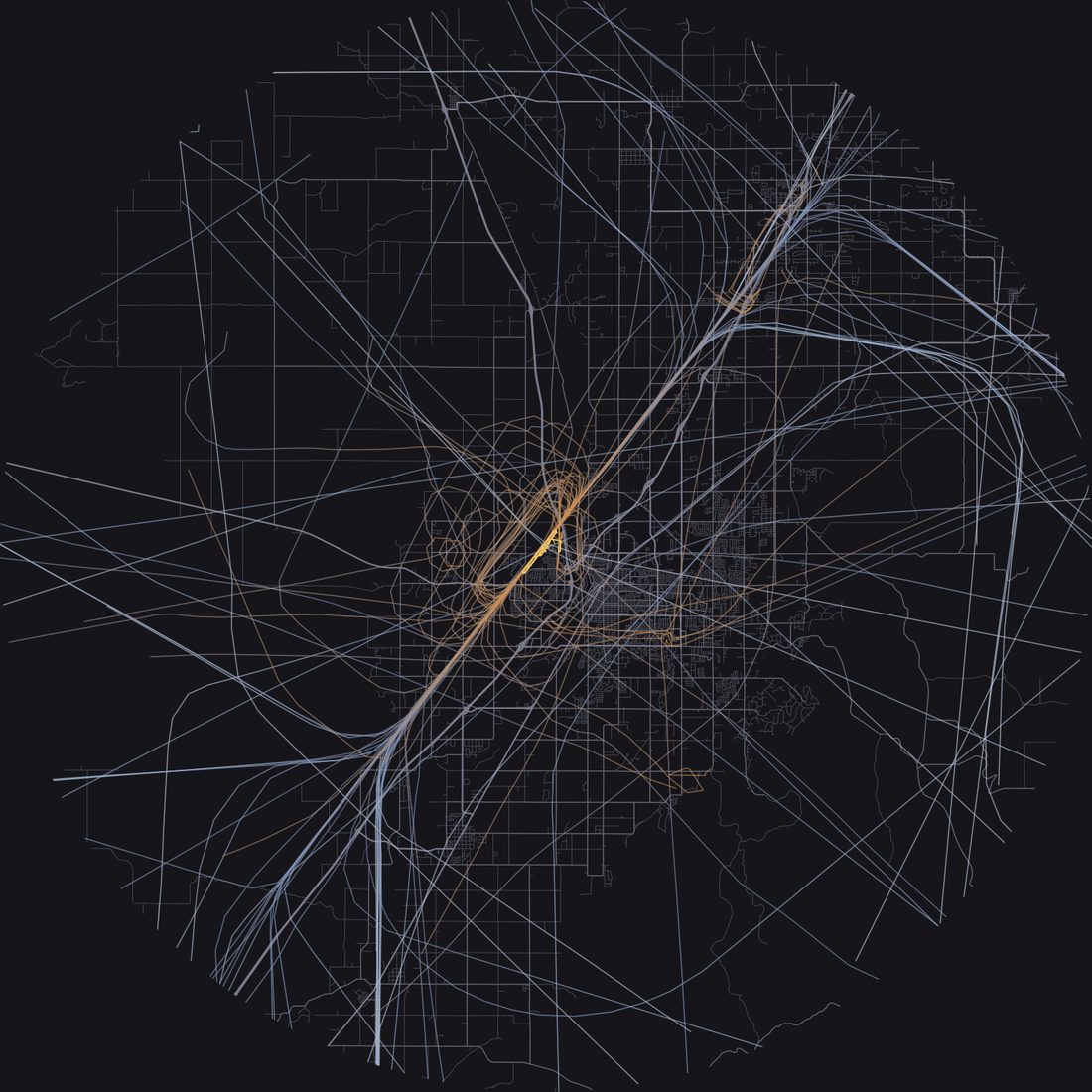 Every aircraft below 15,000 feet within 28 km of Idaho Falls Regional Airport on Friday, July 17, 2026, over the street map