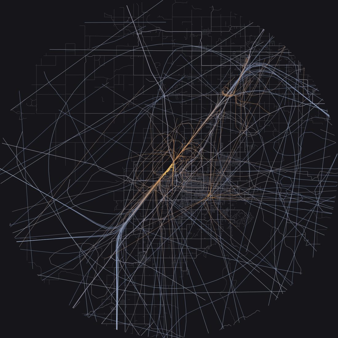 Every aircraft below 15,000 feet within 28 km of Idaho Falls Regional Airport on Thursday, July 23, 2026, over the street map