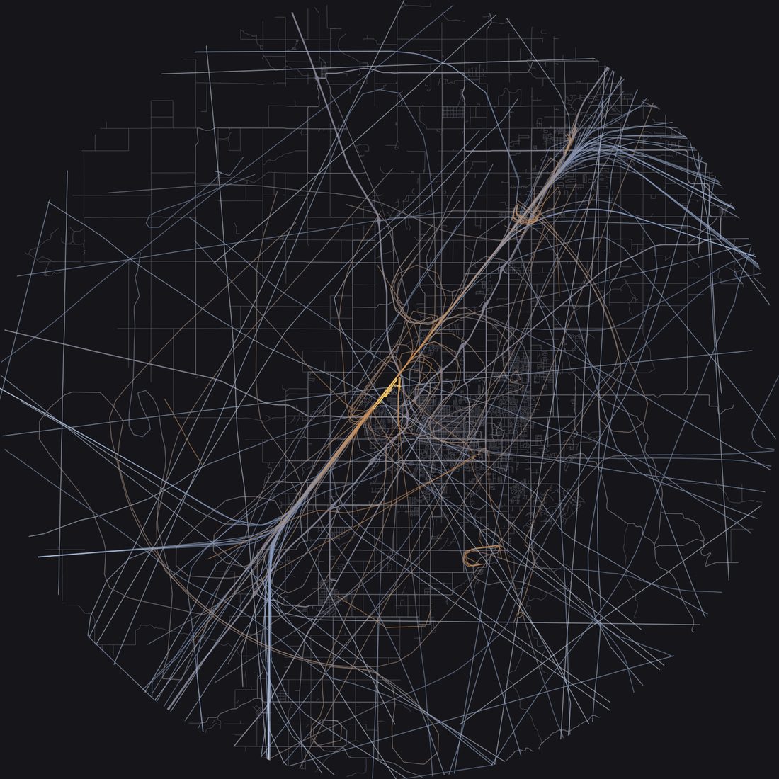 Every aircraft below 15,000 feet within 28 km of Idaho Falls Regional Airport on Thursday, July 30, 2026, over the street map