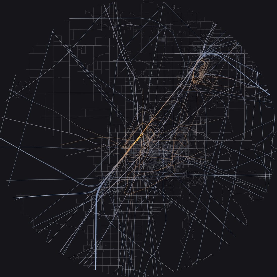 Every aircraft below 15,000 feet within 28 km of Idaho Falls Regional Airport on Saturday, August 8, 2026, over the street map