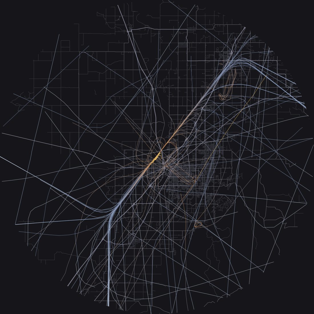 Every aircraft below 15,000 feet within 28 km of Idaho Falls Regional Airport on Wednesday, August 12, 2026, over the street map