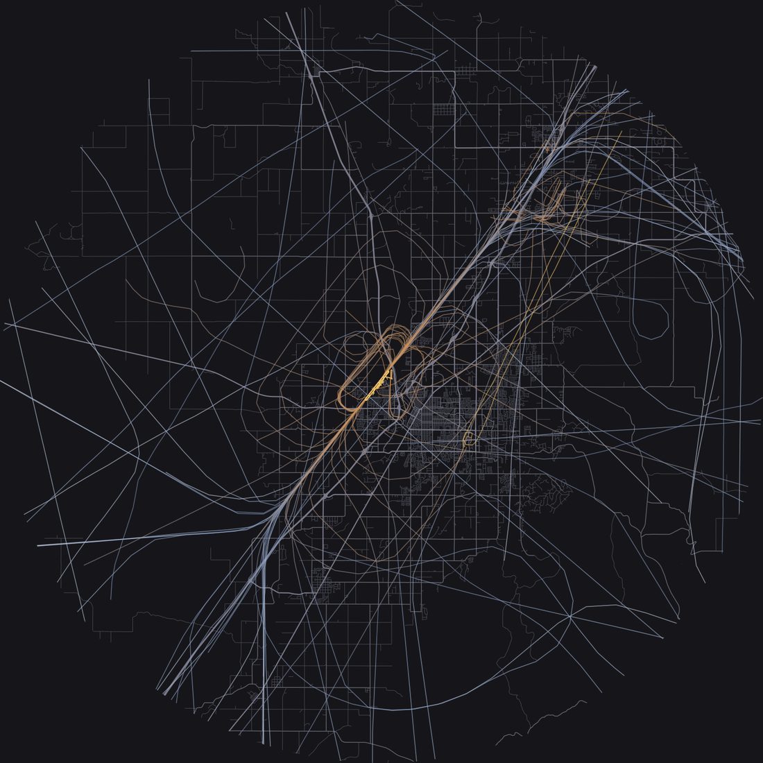 Every aircraft below 15,000 feet within 28 km of Idaho Falls Regional Airport on Saturday, August 15, 2026, over the street map