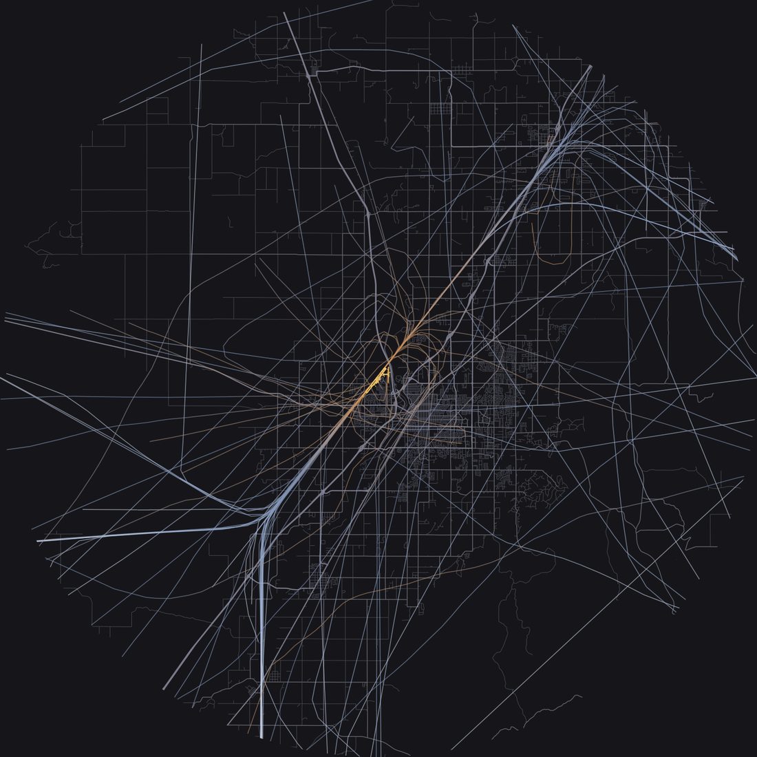 Every aircraft below 15,000 feet within 28 km of Idaho Falls Regional Airport on Saturday, August 29, 2026, over the street map