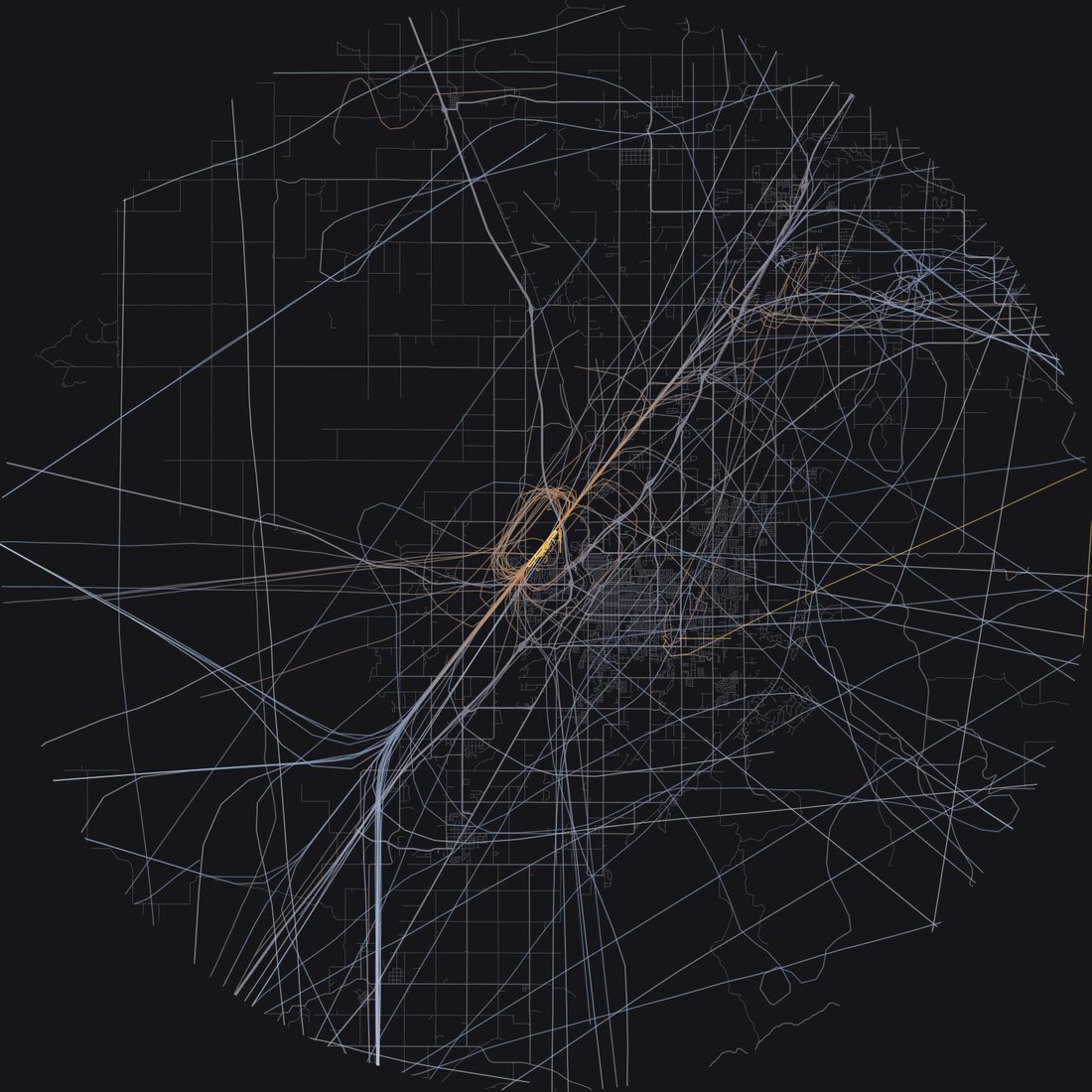 Every aircraft below 15,000 feet within 28 km of Idaho Falls Regional Airport on Thursday, September 3, 2026, over the street map