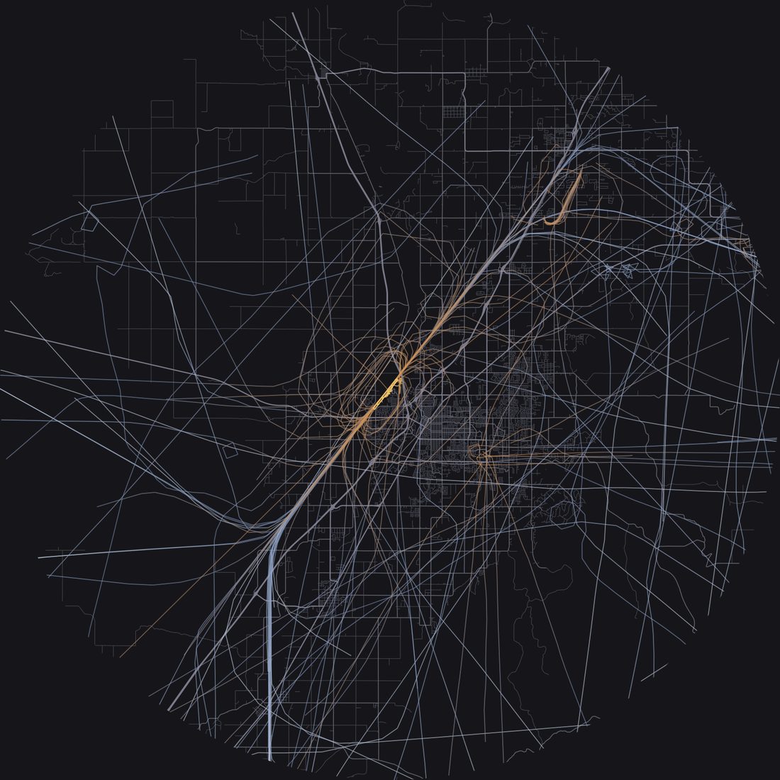 Every aircraft below 15,000 feet within 28 km of Idaho Falls Regional Airport on Sunday, September 20, 2026, over the street map