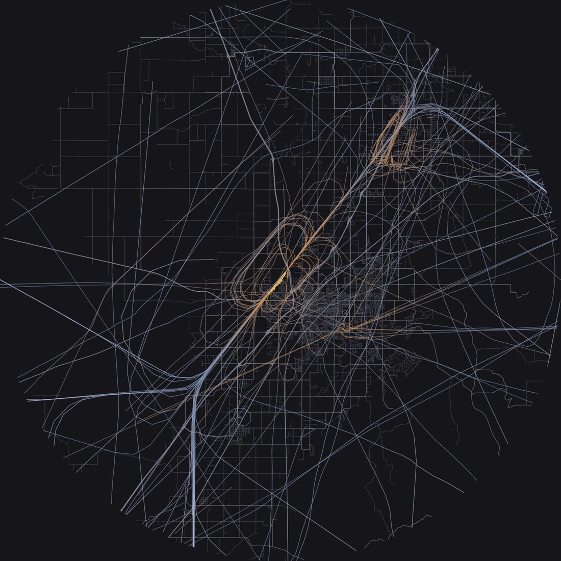 Every aircraft below 15,000 feet within 28 km of Idaho Falls Regional Airport on Monday, October 5, 2026, over the street map