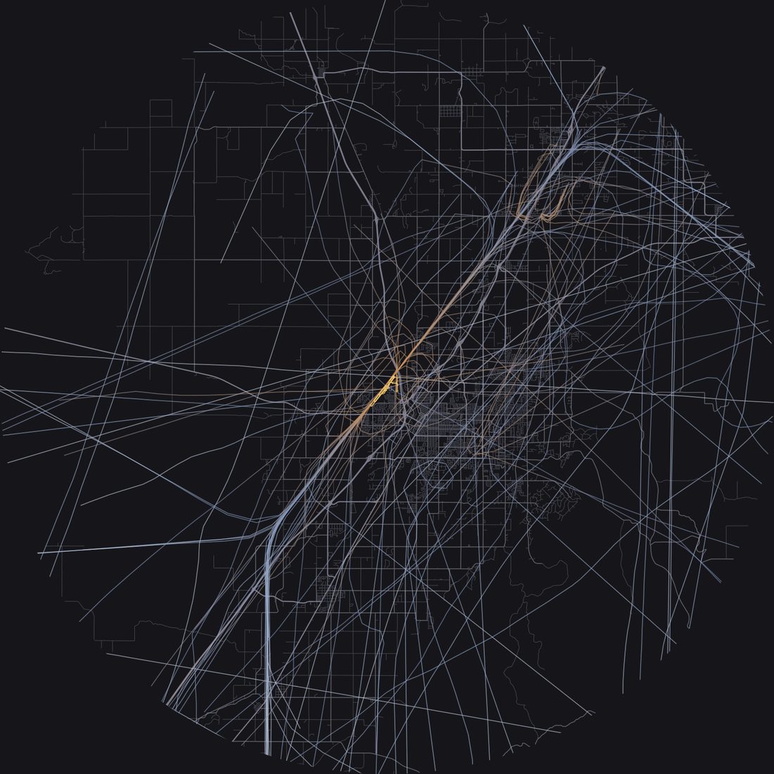 Every aircraft below 15,000 feet within 28 km of Idaho Falls Regional Airport on Friday, October 9, 2026, over the street map