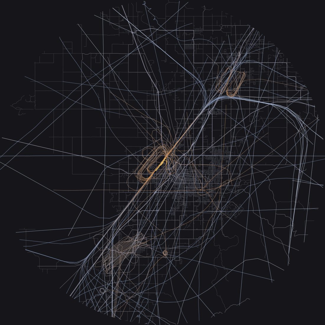 Every aircraft below 15,000 feet within 28 km of Idaho Falls Regional Airport on Sunday, October 18, 2026, over the street map